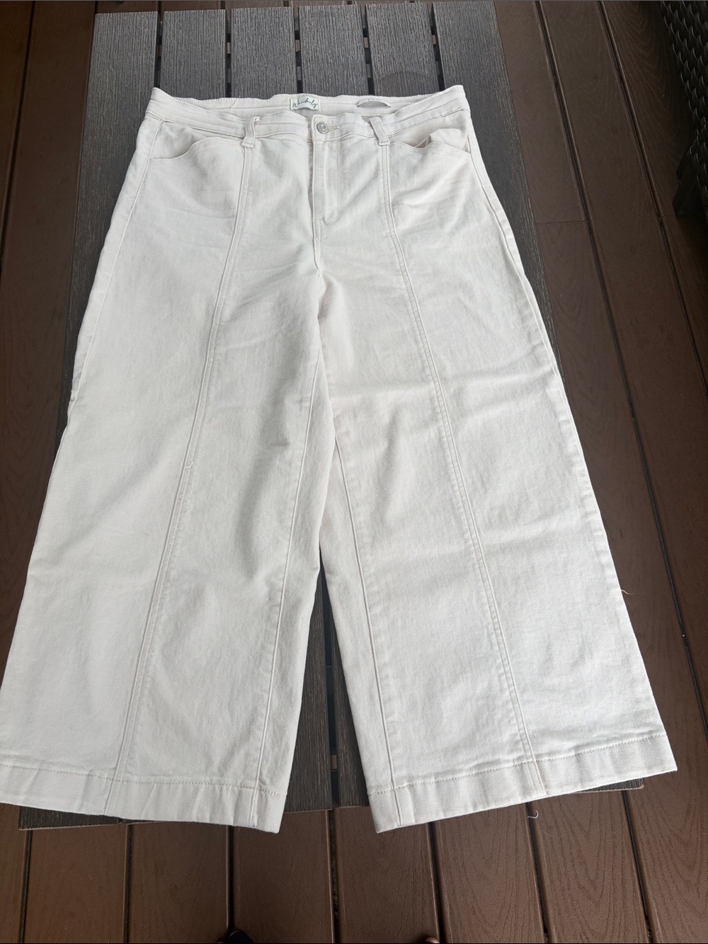 Wonderly Cream Wide Leg Jeans
